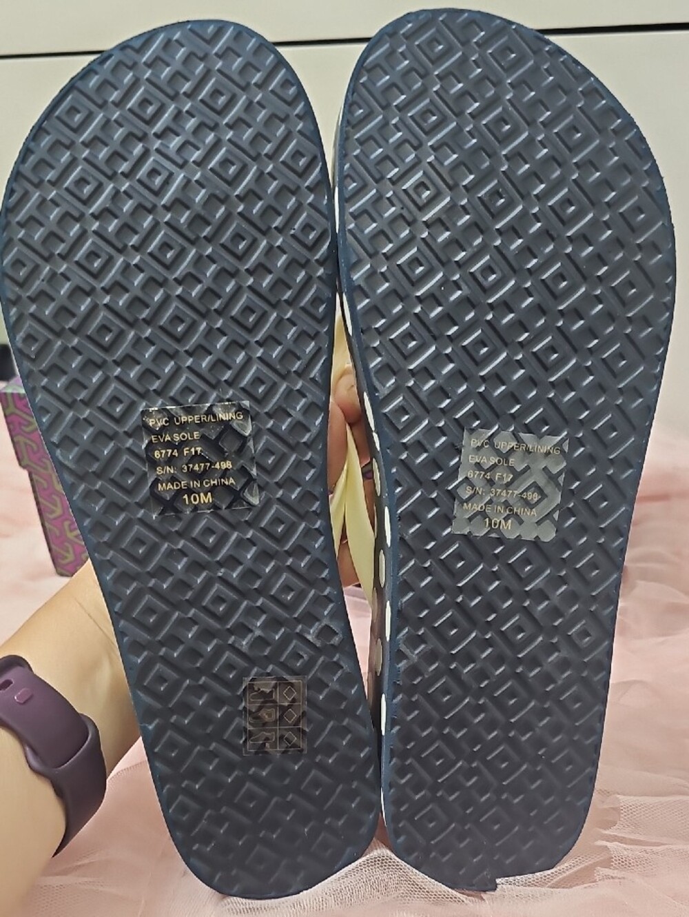 Tory Burch Navy Polka Dot Flip Flops with White Straps - Picture 3 of 4
